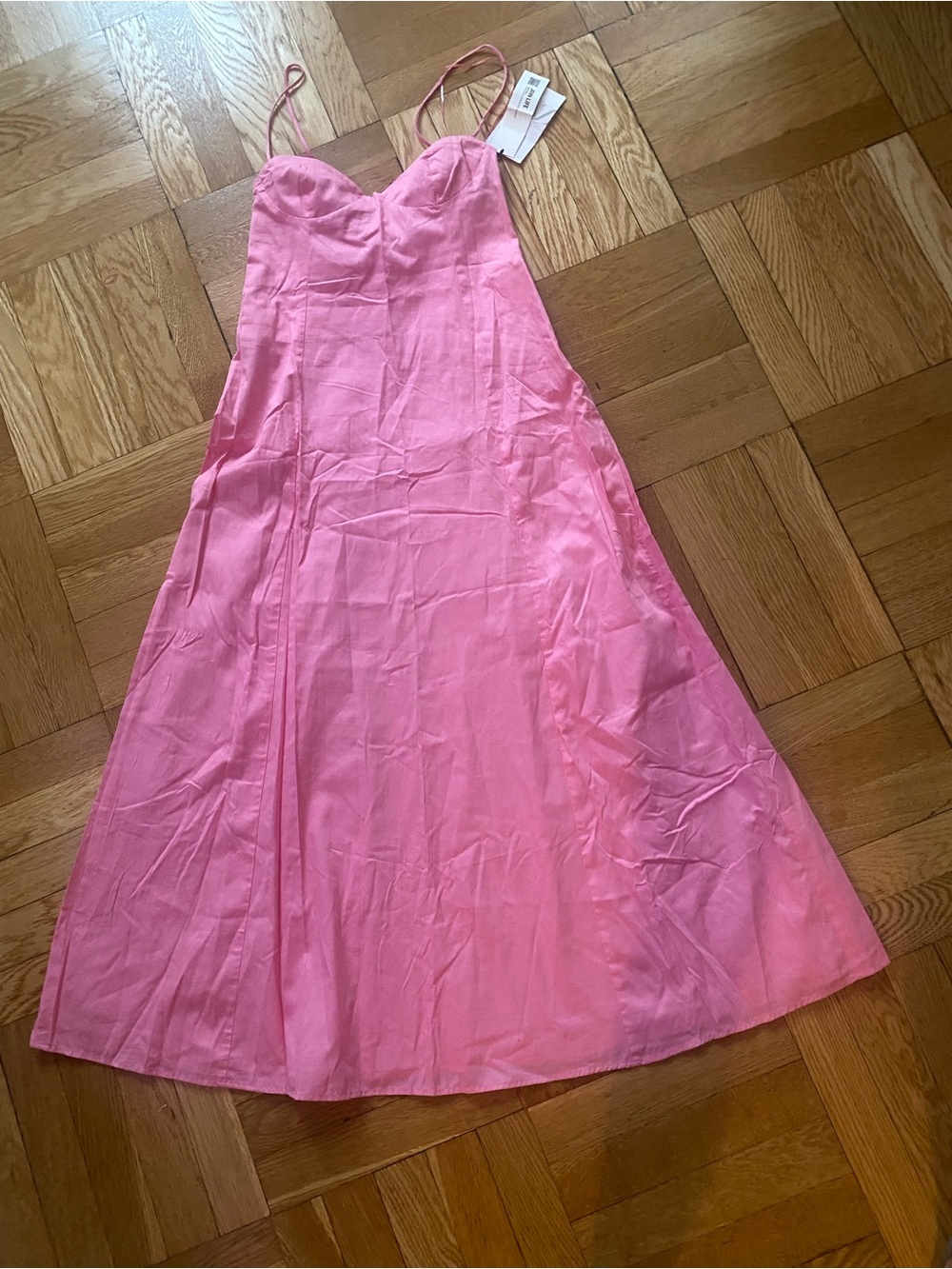 Zara Pink Spaghetti-Strap Midi Slip Dress